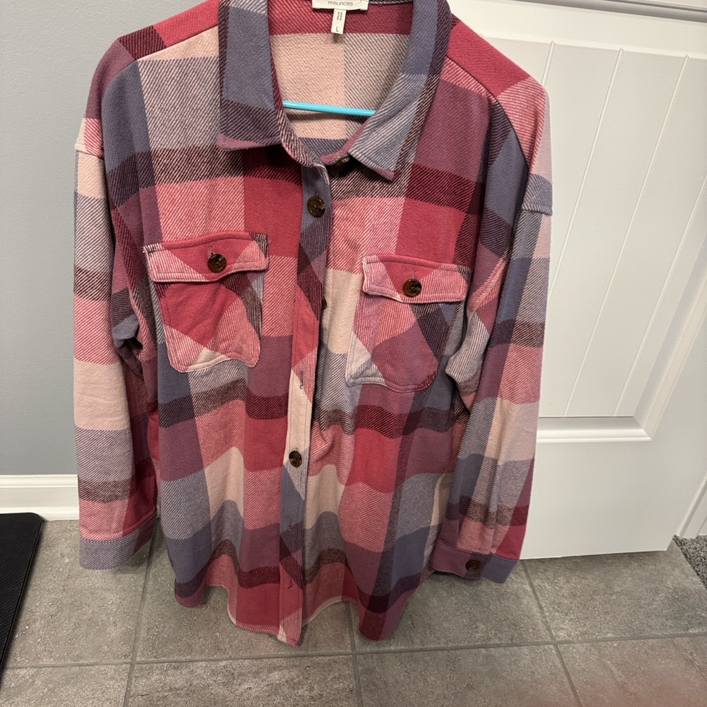 Maurices Plaid Shirt in Pink and Grey
